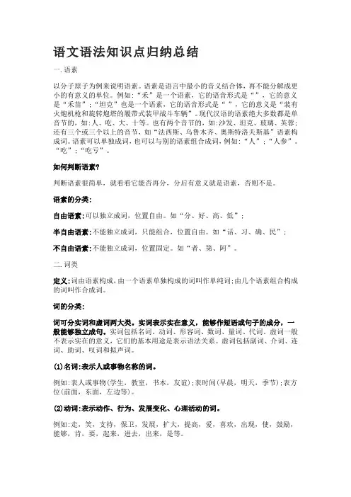 语文语法知识点归纳与总结