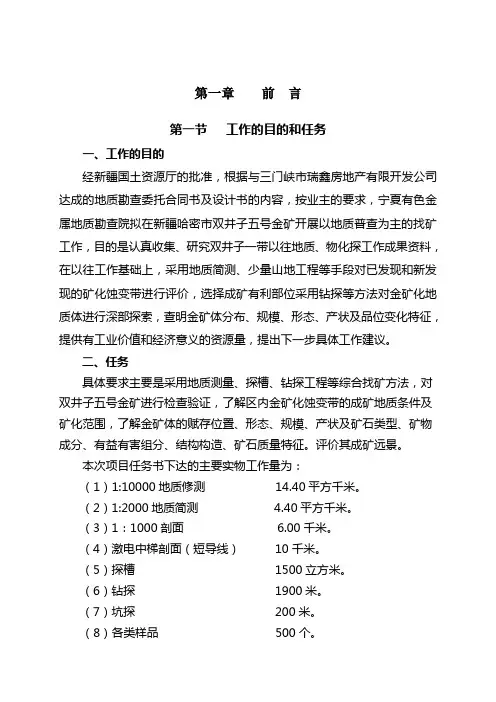 哈密双井子五号金矿普查报告