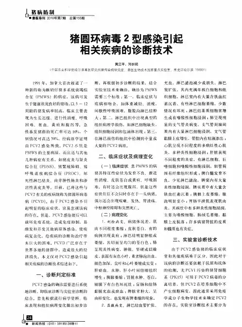 猪圆环病毒2型感染引起相关疾病的诊断技术