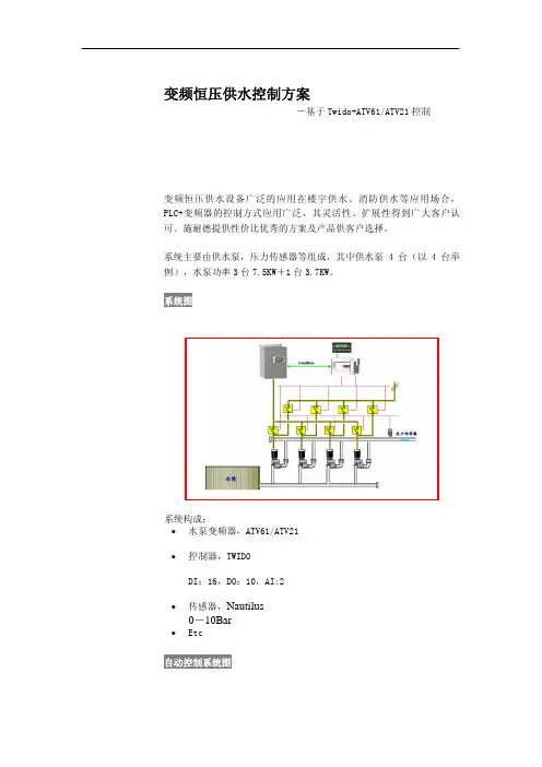 施耐德PLC恒压供水应用方案讲座