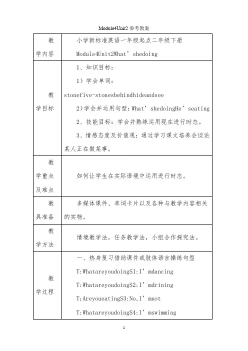 Module4 Unit2 参考教案