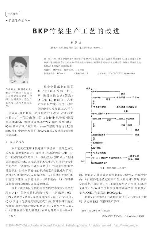 BKP竹浆生产工艺的改进