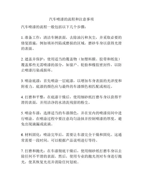汽车喷漆的流程和注意事项