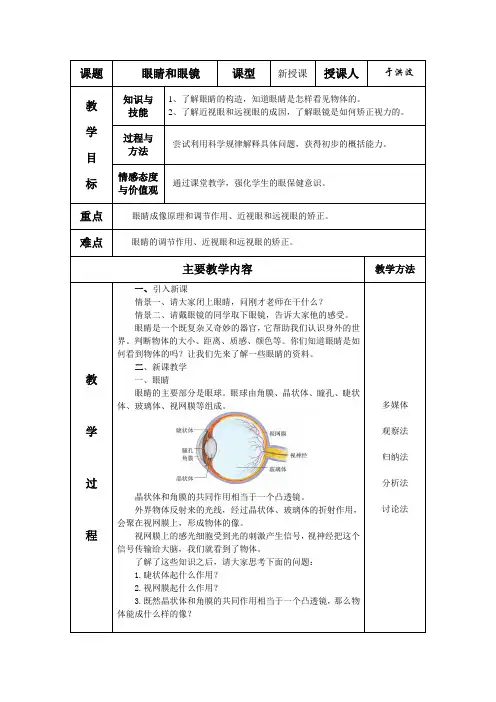 眼睛和眼镜教案