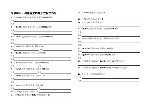 与量有关的离子方程式书写(课标)