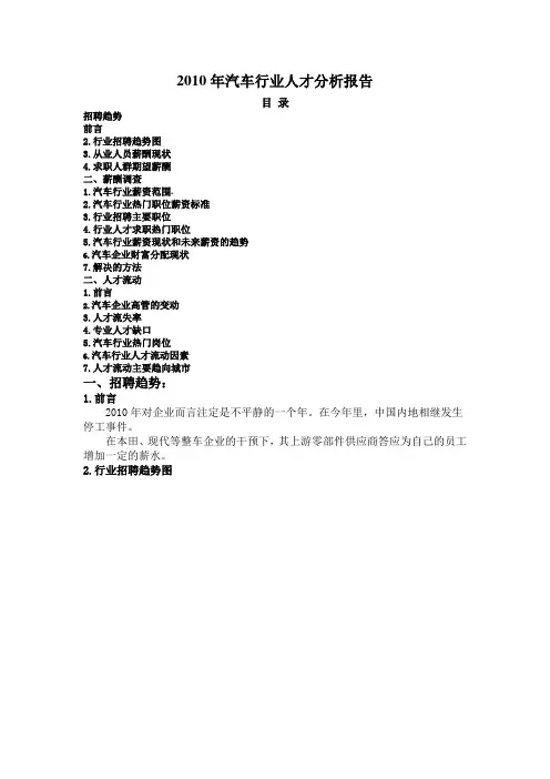 汽车行业人才分析报告