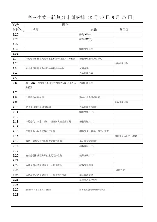 高三生物一轮复习计划