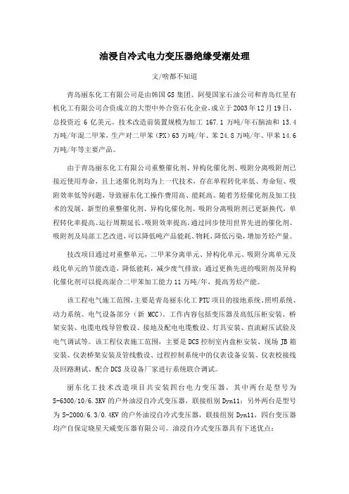 油浸自冷式电力变压器绝缘受潮处理