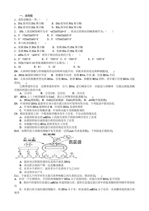 转录翻译试题