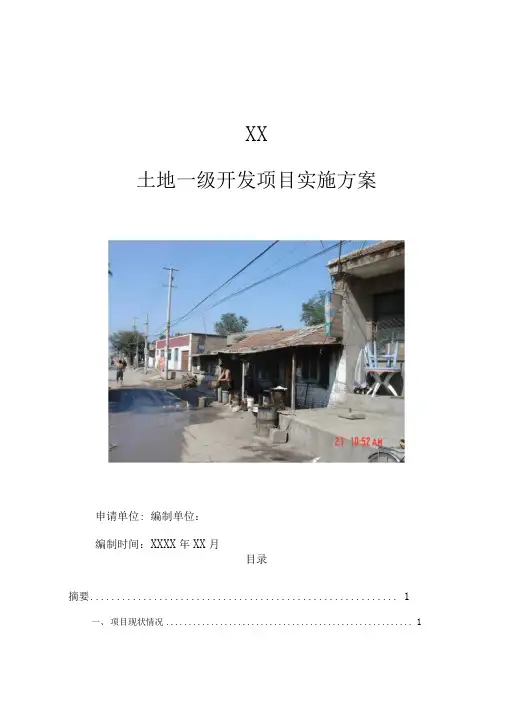 土地一级开发项目实施方案