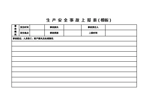 生 产 安 全 事 故 上 报 表(模板)