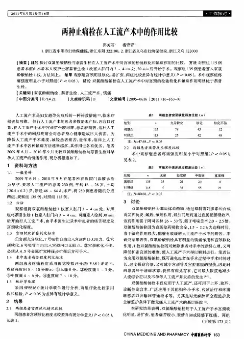 两种止痛栓在人工流产术中的作用比较