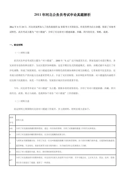 2011年河北公务员考试申论真题解析