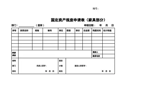 固定资产报废申请表家具部分