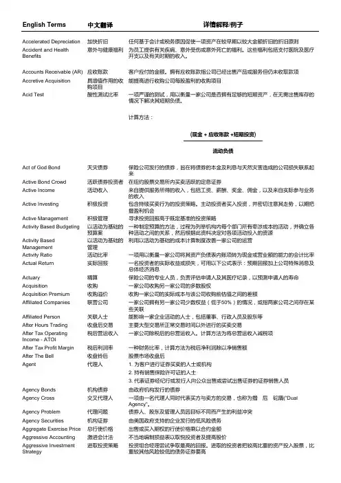 高盛金融词汇英汉详解词典(100页)