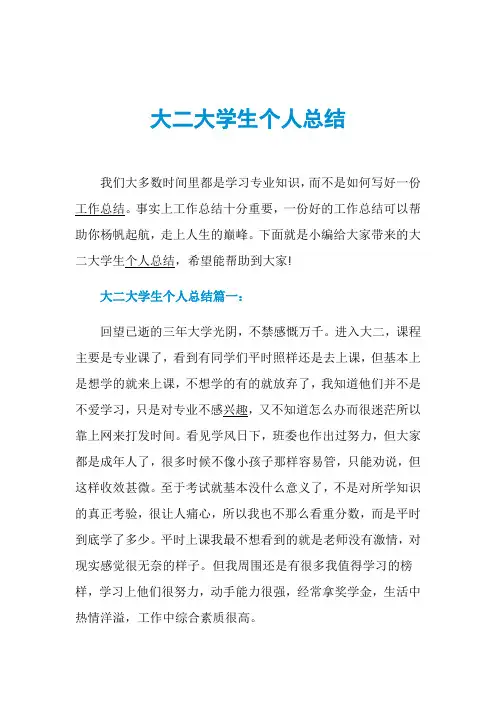 大二大学生个人总结