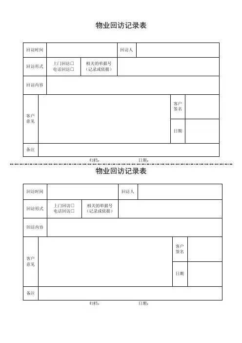 物业回访记录表