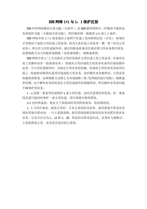 SDH网络自愈保护方式