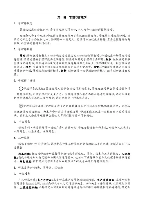 管理学知识点汇总