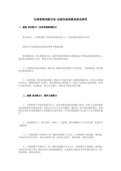 台球系统训练方法-全部完成你就是职业球员