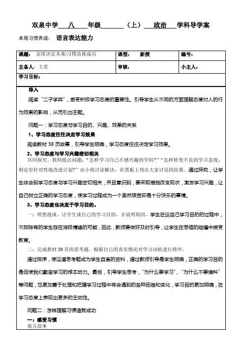 态度决定未来习惯造就成功