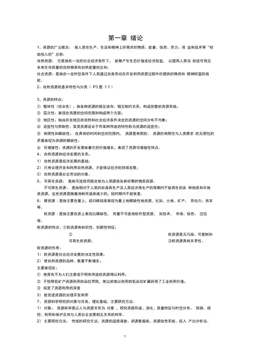 资源学导论复习资料