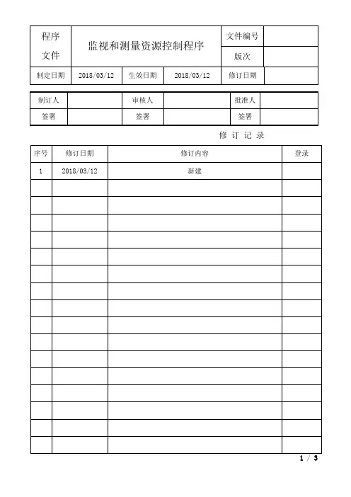 监视和测量资源控制程序