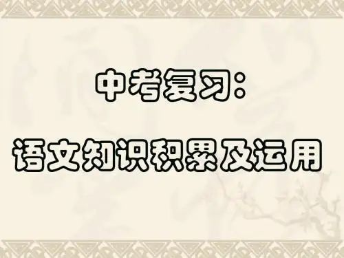中考专题讲座:语文知识积累应用