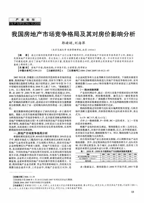 我国房地产市场竞争格局及其对房价影响分析