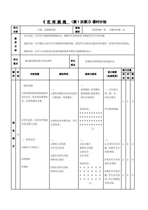 花样跳绳教案-花样跳短绳教法