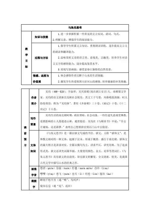 人教版八年级语文上册第11课《与朱元思书》教案