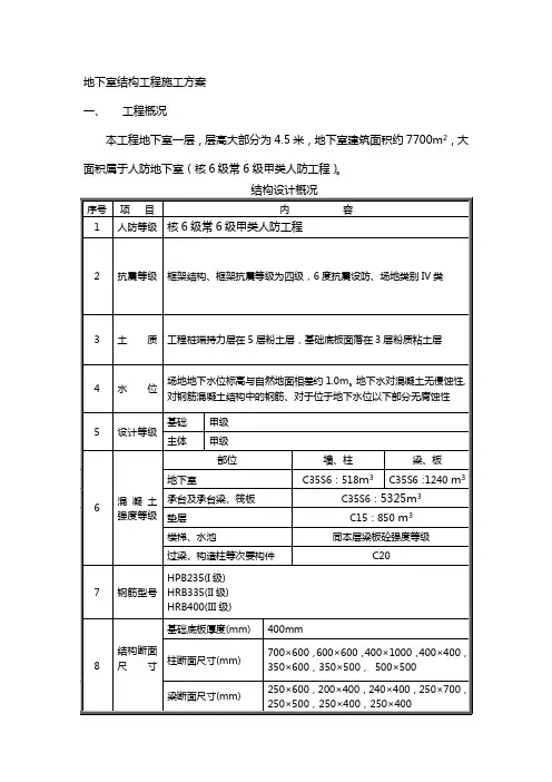 地下室结构工程施工方案