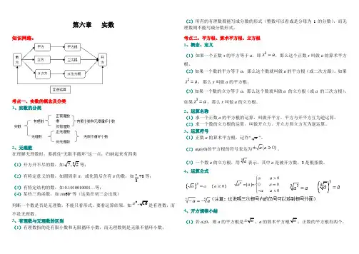 新人教版第六章实数知识点总结及练习