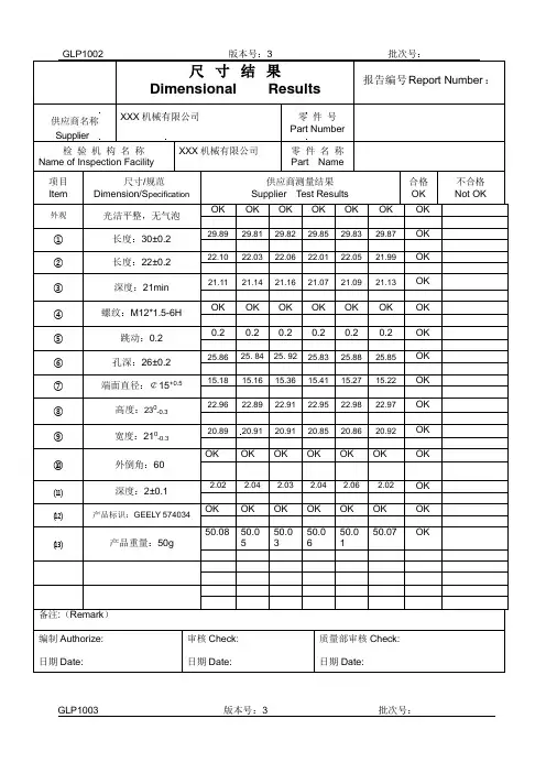 样品检验报告