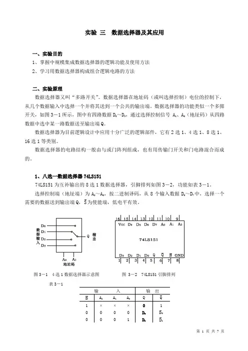 实验3  数据选择器及其应用