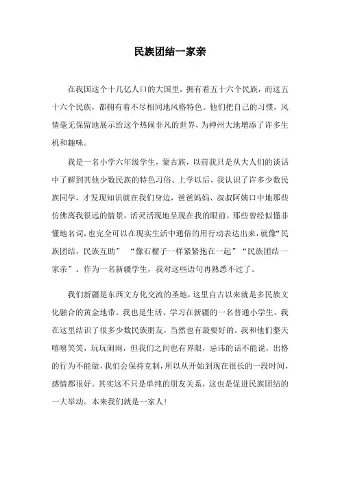 小学生民族团结故事