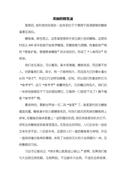 四年级作文：美丽的鲤鱼溪作文500字