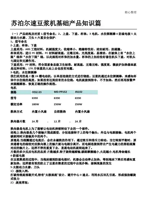 苏泊尔电器豆浆机基础产品知识培训教材
