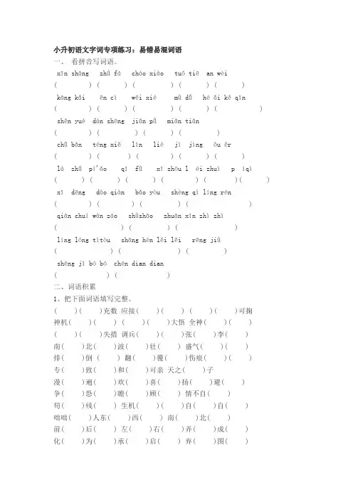小升初语文字词专项练习