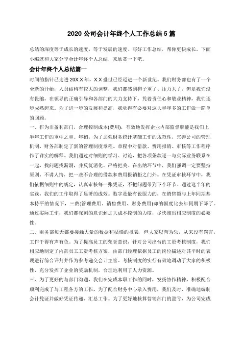 2020公司会计年终个人工作总结5篇