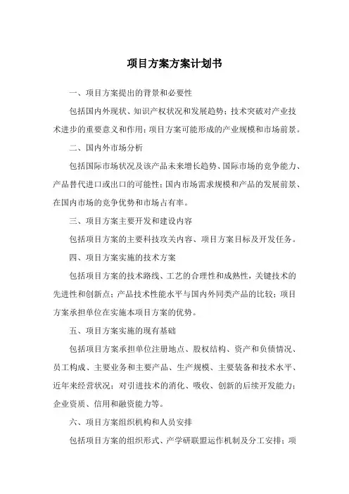 项目方案方案计划书