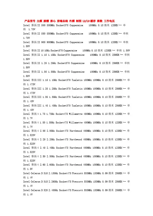 Intel_CPU型号规格大全