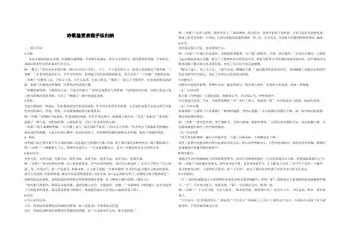 诗歌鉴赏表现手法归纳