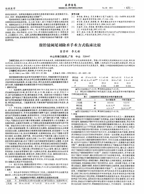 腹腔镜阑尾切除术手术方式临床比较