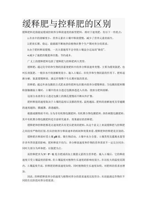 缓释肥与控释肥的区别