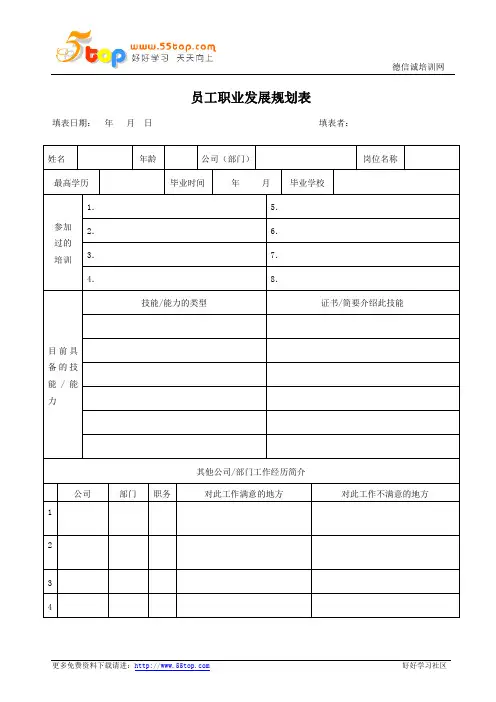 员工职业发展规划表 4
