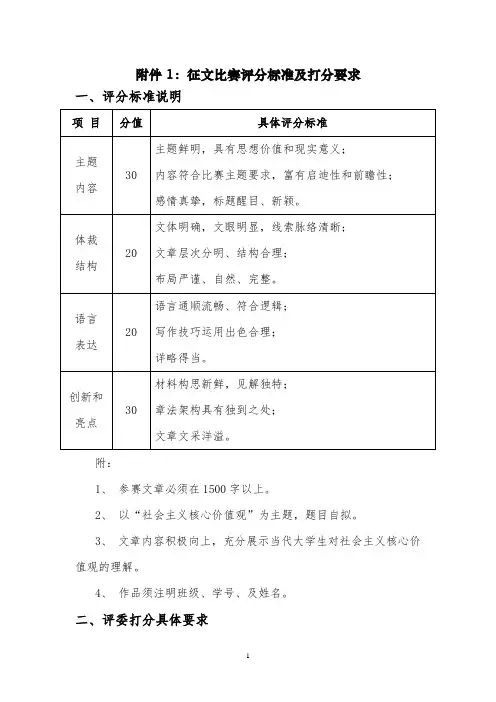 1征文比赛评分标准及打分要求