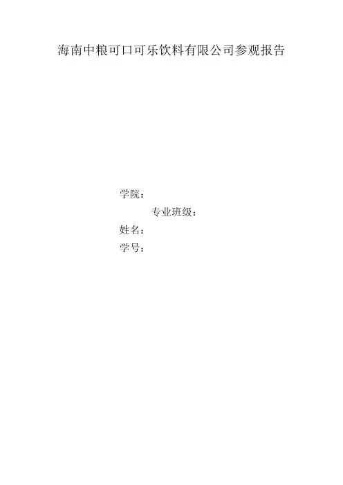 可口可乐公司实习报告