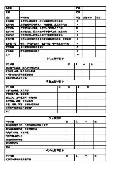 评课表格