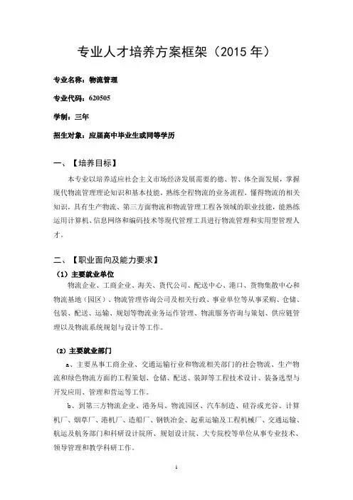 专业人才培养(2015)